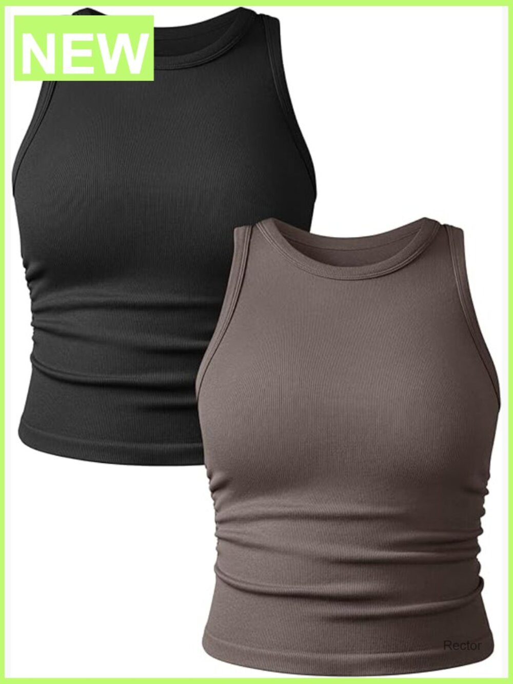 2 Pack Seamless Tank Tops Sleeveless Crew Neck Workout Crop Cami